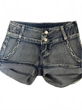 L'square Rhinestone Embellished Denim Booty Shorts Size 0